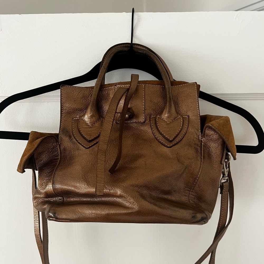 Unique, light, leather small tote